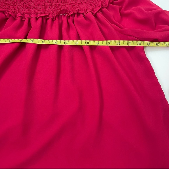 Entro Fuchsia Off The Shoulder Tiered Bell Sleeve Blouse M - Picture 5 of 7